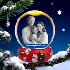 Custom Snow Globes with Photo Name Christmas Snow Globes with Light-Up Base Personalized Engraving Crystal Snowglobe Gifts for Family Women Men Kids Xmas Gift (Snowglobe)