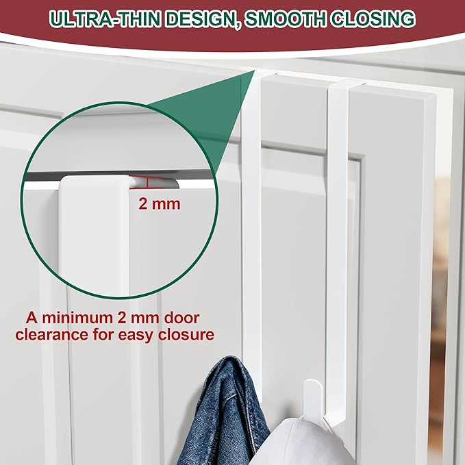 15" Reversible Wreath Hanger for Front Door, Fits Most Doors up to 1-3/4", Heavy Duty Steel Over The Door Hooks Hold up to 80 LBS for Spring & Easter Wreaths, Seasonal Door Decor (White 1 Pack)