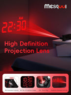 Mesqool Projection Alarm Clock, Loud Vibrating Alarm Clock for Heavy Sleepers, Adjustable Projection Brightness,Hearing Impaired & Deaf People, Digital Alarm Clock with USB Charging Port