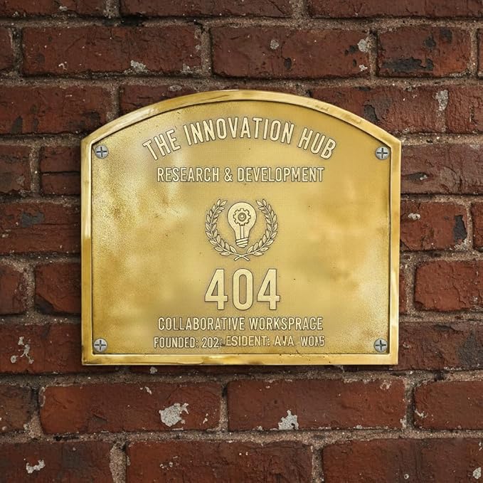 Personalized Brass Plaque – Custom Engraved Metal Sign | Solid Cast Brass, Weather-Resistant, Antique Finish | House Name Plate, Awards, Memorial, Office, Residence Sign | Handmade Custom Gift (45"x35"inches)