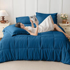JOLLYVOGUE California King Comforter Set, Ultra-Soft Bed in a Bag Cal King Size 7 Pieces, Oeko-TEX Certified Bedding Set with Down Alternative Comforter, Sheets, Pillowcases & Shams, Teal