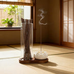 2 in 1 Wooden Incense Holder with Incense Storage, Lotus Incense Holder and 9 Holes Brass Incense Cone Burner Stand Base with Ash Catcher, for Feng Shui Décor & Home Meditation Spa Yoga Room Décor