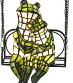 Bieye L12001 Frogs on a Swing Tiffany Style Stained Glass Accent Table Lamp for Home Décor