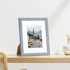 Vittanly 8x10 Picture Frames Set of 9, Shatter Resistant Plexiglass, Display 5x7 Pictures with Mat or 8x10 without Mat, Photo Frames for Wall or Tabletop, Engineered Wood, Vintage Blue-Gray