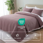 KASENTEX Twin Quilt Set 68"x86" – Soft Washed 3-Layer Lightweight Bedspread, Minimalist Nordic Design, All-Season Spring & Summer Quilt Set (1 Quilt + 2 Pillow Shams),Twilight Mauve Purple