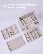 Lolalet Jewelry Box Organizer, 6-Layer Jewelry Organizers and Storage Case with Glass Lid, Ring Earring Bracelet Necklace Holder Organizer, Birthday Valentine Gifts for Women Girls -6Layer, HazePurple