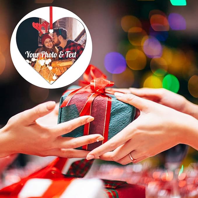 Personalized Christmas Ornaments with Picture Custom Christmas Ornament 2025 Customized Photo Ornament for Christmas Tree Ceramic Xmas Tree Decor for Family Couples Friends