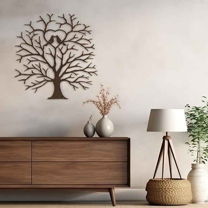SIGNLEADER Metal Wall Art Decor Heart-Shaped Tree of Love Abstract Wall Sculpture Hangings Home Decoration for Living Room, Bedroom, Bathroom, Kitchen, Outdoor - 24" Bronze