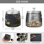 Cool Black Gold Marble Textures Ashtray with Lid, Outdoor Ashtrays for Patio, Stainless Steel Ashtray Odorless Smokeless for Home Office Balcony