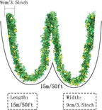 St Patricks Day Garland Decor,50Ft Glitter Tinsel Irish Shamrock Garland Decorations for Tree Mantle Bedroom Office Classroom Party Indoor Outdoor Holiday Home Green Gold