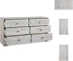 Signature Design by Ashley Paxberry Bohemian 6 Drawer Dresser with Carved Medallion Pattern, White
