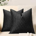 Black Striped Decorative Pillow Covers: 2 Pack 22x22 Inch Original Velvet Square Throw Pillow Cases for Farmhouse Couch