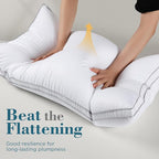 viewstar Bed Pillows Standard Size Set of 2, Hotel Cooling Down Alternative Gusseted Pillows for Side, Back, or Stomach Sleepers, White