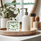 Small Battery Travel Alarm Clock, Analog Clocks for Bedrooms, Bedside Nightstand Desk Tabletop Bookshelf Clock for Bathroom Office, Maximalist Decor for Home, Silver