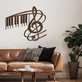 SIGNLEADER Metal Wall Art Music Note Decor - Treble Clef with Piano Key Modern Abstract Wall Sculpture Hanging Home Decoration for Living Room, Bedroom, Bathroom, Kitchen, Studio - 18" Bronze