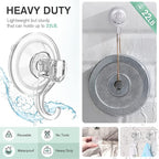 VIS'V Wreath Hanger, Large Suction Cup Wreath Hooks, Heavy Duty, 22 LB Capacity, Removable and Reusable, Clear, 4 Pcs