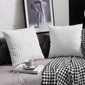 White Striped Couch Pillow Cases: 2 Pack 22x22 Inch Original Velvet Square Throw Pillow Covers for Farmhouse Home Decor