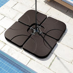 Tangkula Umbrella Base Set of 4, Cantilever Offset Umbrella Stand with HDPE Frame, Water & Sand Filled Refillable Base, Easy-Fill Spouts for Patio, Poolside (Brown)