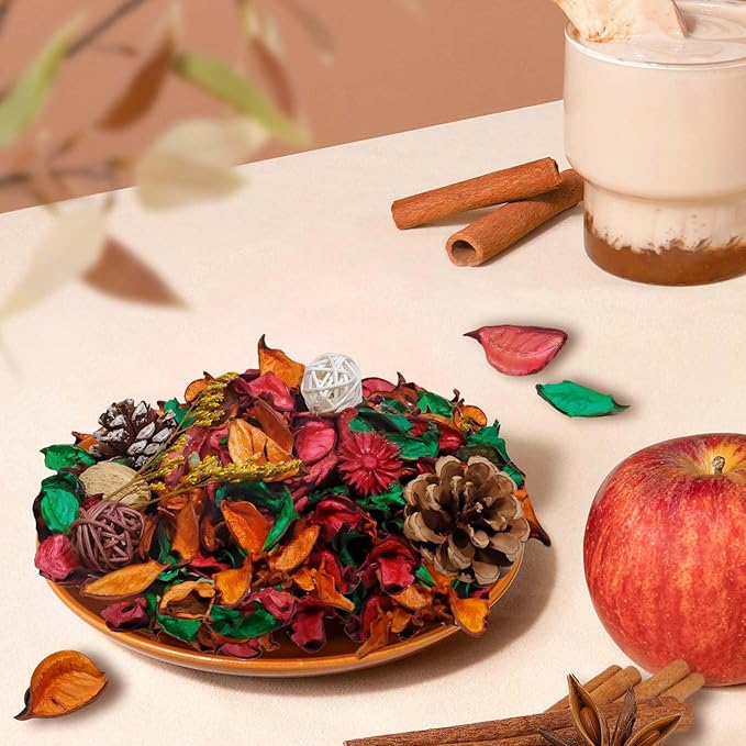 STRN Potpourri Bowl Filler – Cinnamon & Apple Scented Dried Flower Bags, Bowl Vase Filler, Decorative Potpourri for Vase or Bathroom – Long-Lasting Fresh Aroma Gift for Home Decor
