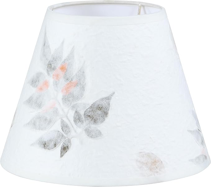 Aspen Creative 56038 Empire Uno Lamp Shade in White with Petal Paper, 5" Top x 9" Bottom x 7" Slant Height, Slip UNO 33mm
