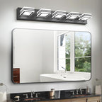 SOLFART LED Bathroom Lighting Fixtures - 5 Lights Modern Matte Black Acrylic Vanity Lights for Mirror 32inch 24W