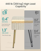 SONGMICS Vanity Stool Chair with Storage, Makeup Stool, Footrest Footstool Ottoman+H6:H29, Metal Legs, Adjustable Feet, for Living Room, Bedroom, Makeup Room, Cappuccino Beige ULOM505LZ02