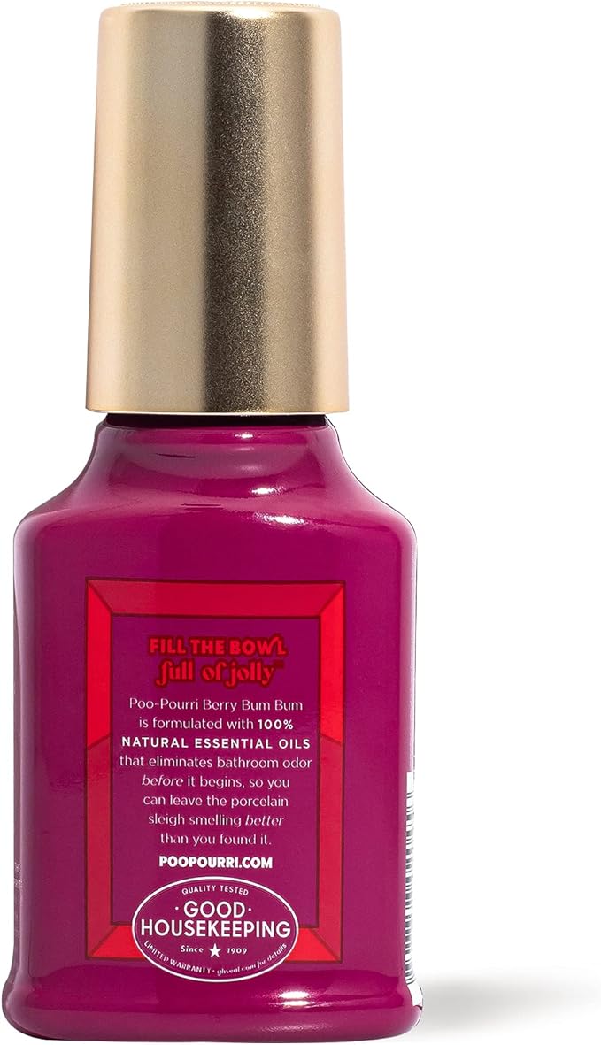Poo-Pourri Berry Bum Bum Before-You-Go Toilet Spray To Trap Odors and Leave Bathrooms Smelling Great, with a Blend of Cranberry, Clove and Honey Essential Oils for a Holiday Scent Poo Spray, 2 oz