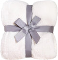 Panku Ultra Soft Cozy Knit Throw Blanket for Couch and Bed, Knitted Luxury Reversible Cozy Warm Fleece Blanket Throw, Plush Fluffy and Fuzzy Blankets for Gift (50x60inch, Cream)