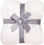 Panku Ultra Soft Cozy Knit Throw Blanket for Couch and Bed, Knitted Luxury Reversible Cozy Warm Fleece Blanket Throw, Plush Fluffy and Fuzzy Blankets for Gift (50x60inch, Cream)