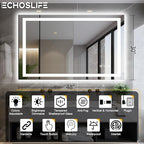48"x30" LED Bathroom Mirror with Front & Backlit, Anti-Fog, Dimmable, Plugin/Hardwired, Shatterproof & Corrosion Proof, Wall Mount, Modern Style