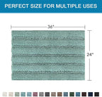 H.VERSAILTEX Bath Mats for Bathroom Non Slip Extra Thick Chenille Striped Bath Rug 24" x 36" Absorbent Non Skid Fluffy Soft Shaggy Rugs Washable Plush Mats for Indoor, Bath Room, Tub - Eggshell Blue