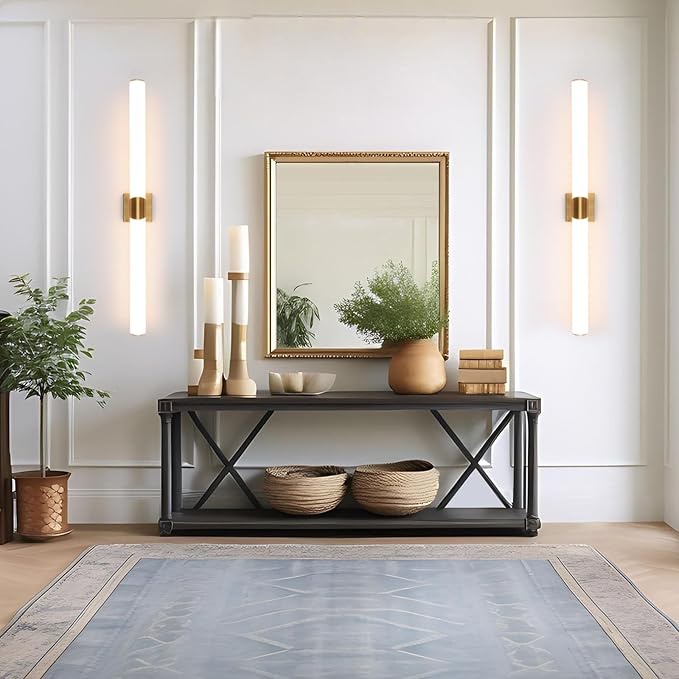 Modern Wall Sconce 38.2 Inch Gold Bathroom Sconces Led Wall Lights with Acrylic Shade Hardwired Long Vanity Lighting Fixtures Over Mirror for Bedroom Living Room Hallway