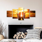 Elephant Stock Religion Wall Art Multi Piece Canvas - 5 Panel Christian Pictures Decor - Digital Design Canvas Print - Christian Wall Decor - 36" X 15"