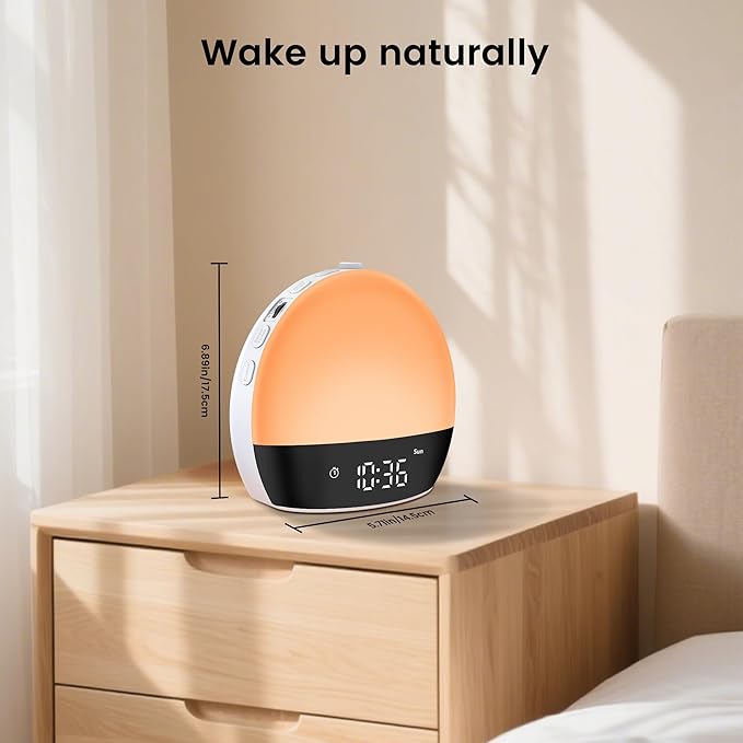 Wake Up Light Sunrise Alarm Clock for Heavy Sleepers, All-in-One Smart Bedside Device with Bluetooth Speaker, FM Radio, Dual Alarm & Sleep Aid Night Light, Best Gift for Adults & Kids