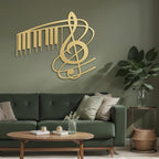 SIGNLEADER Metal Wall Art Music Note Decor - Treble Clef with Piano Key Modern Abstract Wall Sculpture Hanging Home Decoration for Living Room, Bedroom, Bathroom, Kitchen, Studio, Outdoor - 30" Gold