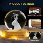 QYH Personalized 3D Crystal Photo Snow Globe, 3D Engraved Memory Sphere with Wooden Base, LED Night Light, Custom Gifts for Pets, Couples, Babies, Parents, Anniversary, Christmas, Birthday