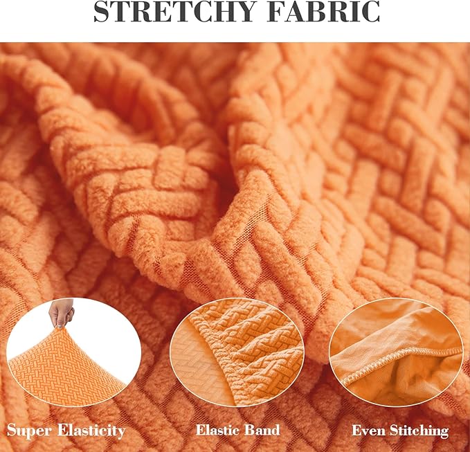 Sofa Covers Couch Covers for Sofa Pet Friendly Couch Cushion Covers Universal Sofa Covers Washable Stretch Slipcovers for Sectional Sofa (Texture Orange,Chaise Cover)