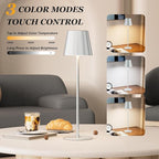 Cordless Table Lamp Rechargeable - Silver Grey 2 Pack 5000mAH Battery Operated Lamp for Counter, 3 Color Stepless Dimming Waterproof LED Wireless Lamp for Dining Kitchen, Outdoor Patio, Touch Control