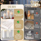 24 PCS Ivory White Pillar Candles with Glass Candle Holders Clear Hurricane Candle Holders Glass Cylinder Vases for Centerpieces Wedding Party, Event, Home Office (12 Candles+12 Candle Hoders)