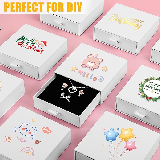 Cardboard Jewelry Boxes, 20 Pack 3.5×3.5x1Inch Jewelry Gift Boxes, Bulk Cotton Filled Small Jewelry Boxes with Lids for Necklace Ring Earring Display Box-White
