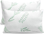 Elif King Size Pillows for Sleeping Set of 2 – Cooling Shredded Memory Foam Pillows with Removable Cover for Back, Stomach & Side Sleepers, Rayon Derived from Bamboo, King (2 Pack)