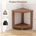 Shower Stool for Inside Shower, Corner Shower Bench Seat, HDPE Waterproof Shower Stool for Shaving Legs with Baffle Storage Shelf, Shower Seat/Foot Rest for Bathroom, Indoor/Outdoor Use, Teak