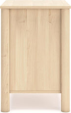 Signature Design by Ashley Cabinella Casual 2-Drawer Nightstand with Round Post Legs, 24.37" Tall, Light Brown