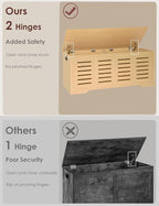 DINZI LVJ Storage Chest, 47.3”Wooden Storage Box with 2 Safety Hinges, Entryway Shoe Bench with Flip-Top, Farmhouse Style Trunk for Living Room, Bedroom, Play Room, Easy Assembly, Natural