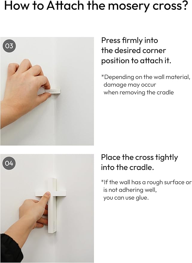 mosery Wall Cross Corner-Attached White Color 5.9 high inch For Christmas, Christians Spiritual Religious Cross With Magnetic on Wall For Church Room Decoration (1EA/Pack)
