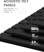 Fluxynara Large Felt Bulletin Board 48" X 36" Large Cork Board Alternative-12 Pack with 70 Safe Removable Adhesive Tabs, Cork Boards for Walls Cork Board for Home Office Classroom Pin Board (Black)