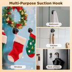 OUTXE Wreath Hanger for Front Door, Heavy Duty Suction Cup Reef Hook for Glass Window/Over Door/Outdoor, Christmas/Thanksgiving/Halloween/July 4th/Easter/Valentine/Fall/Summer/Spring (Black, 2-Pack)