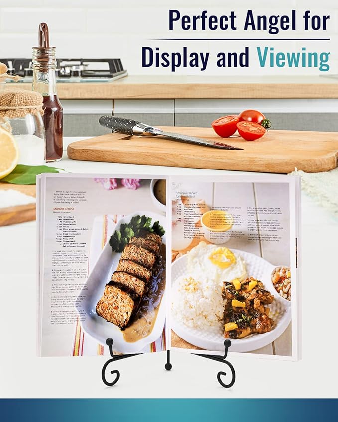 Lzerking Iron Display Stand 5 Packs, 8 Inches Plate Stand Picture Stand Photo Stand for Display, Black Foldable Easel Stand Holder for Photo Frame, Artwork, Collection, Decorative Plate, Book, Office