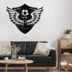 SIGNLEADER Metal Wall Art Decor - Soccer Trophy with Wings Minimalist Modern Abstract Wall Sculpture Hanging Home Decoration for Living Room, Bedroom, Bathroom, Kitchen, Studio, Outdoor - 36" Black