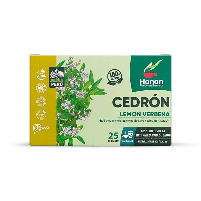 Hanan Peruvian Secrets Lemon Verbena Tea (Cedron) | 150 Teabags | All-Natural Lemon Beebrush from Peru's Andes Mountains Used in Cooking Recipes, Potpourri, Perfumes, Essential Oil